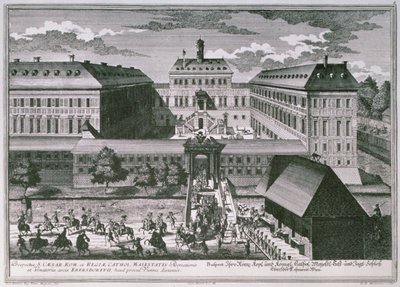 منظر لشلوس إيبرسدورف بالقرب من فيينا منقوش بواسطة جورج دانيال هيومان (1691-1759) بواسطة سالومون بعد طفل صغير